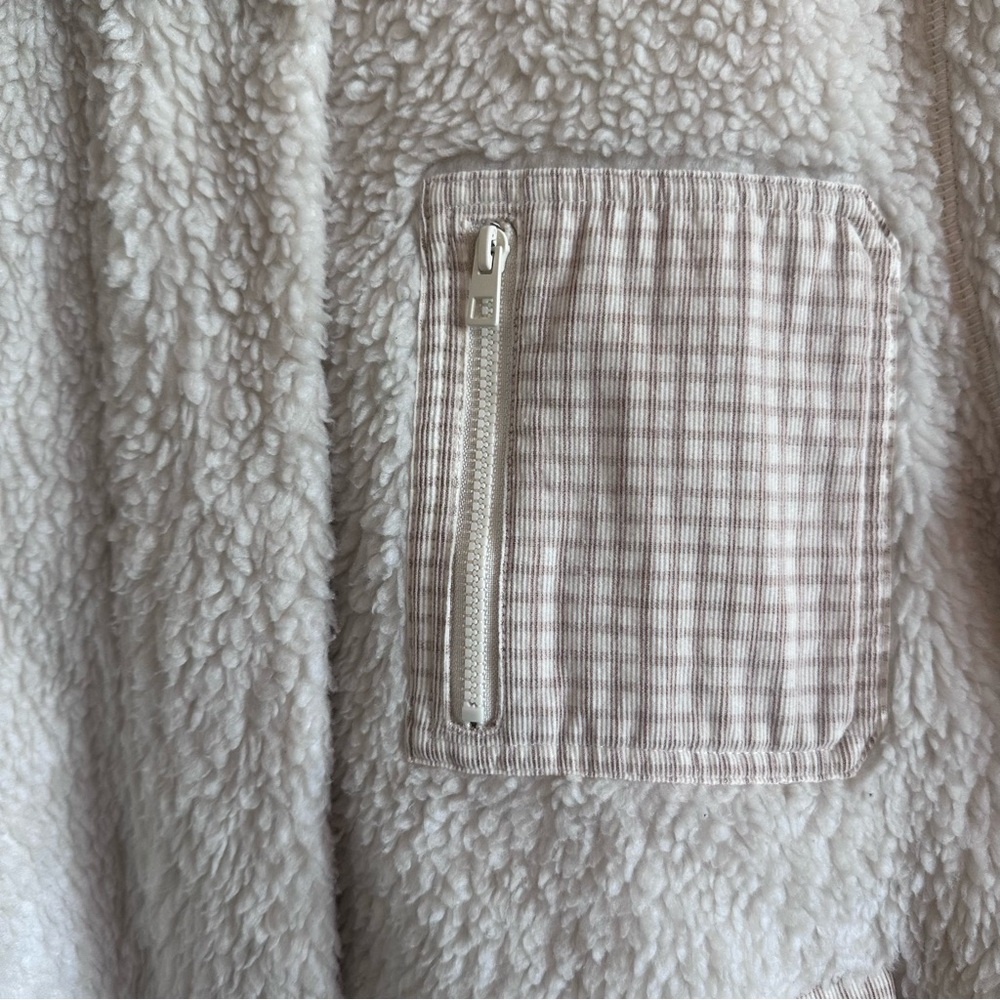 Madewell Resourced Sherpa Zip Up Jacket L Cream - Picture 4 of 14